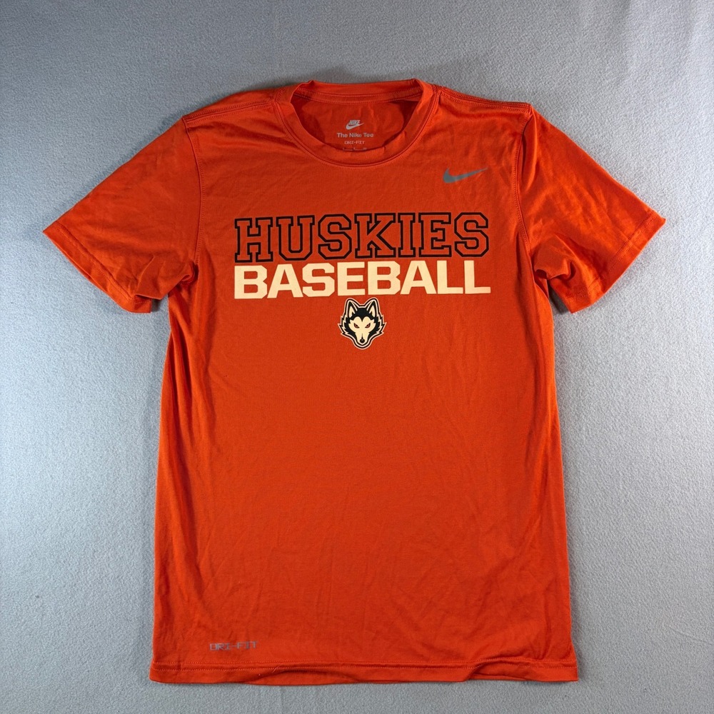 Nike‎ Mens UCONN Huskies Baseball Dri-Fit T-Shirt Orange Small Short Sleeve Tee